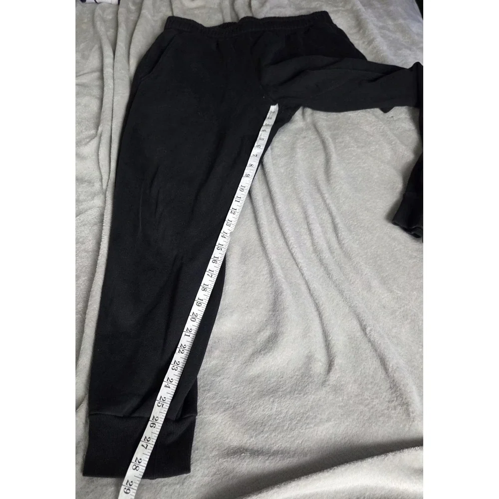 Puma Mens Size Large Drawstring Pull-on Fleece Joggers Black White Logo